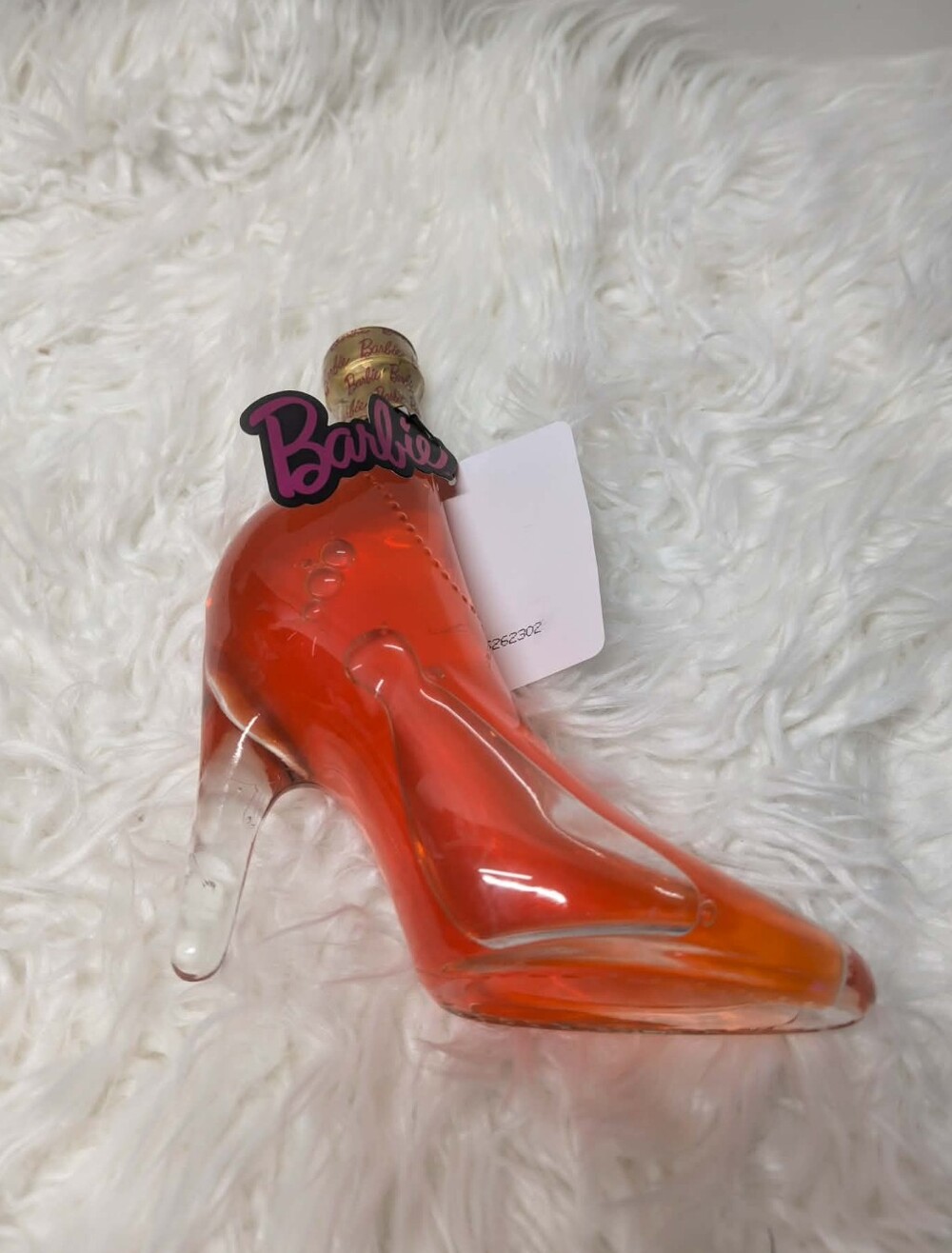✨️Nwt Barbie Orange High Heel Decorative Bottle with Pink Logo Bubbly Topper